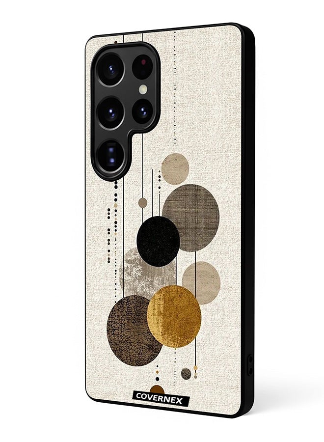 Covernex Samsung Galaxy S25 Ultra Protective Case Cover Printed Featuring Neutral Tones Circular and Linear Art - Image 1